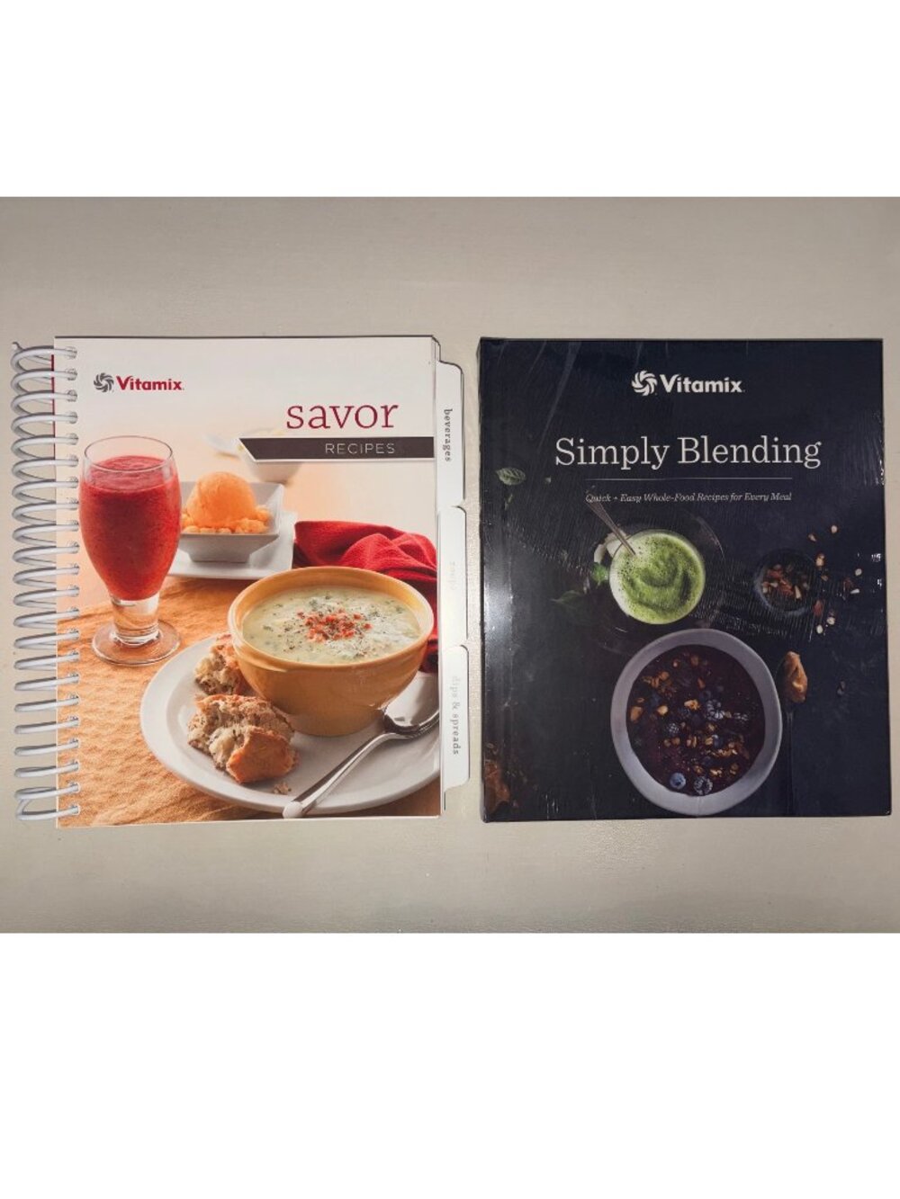 Vitamix NEW Simply Blending Recipes and Savor Recipes Books Lot of 2 Meals Food